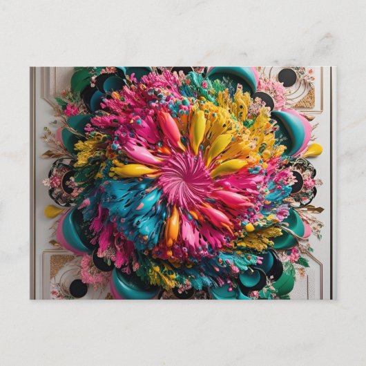 Maximalist Printable Eclectic Abstract Kleurrijk Briefkaart (Voorkant)