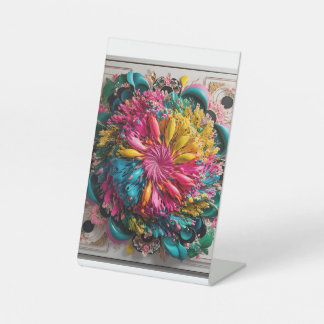Maximalist Printable Eclectic Abstract Kleurrijk Reclamebord Met Voetstuk