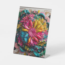 Maximalist Printable Eclectic Abstract Kleurrijk Reclamebord Met Voetstuk