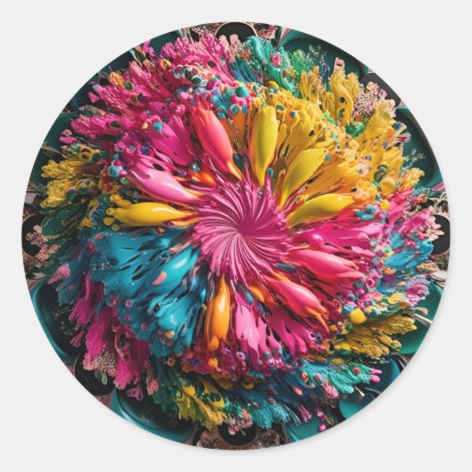 Maximalist Printable Eclectic Abstract Kleurrijk Ronde Sticker (Voorkant)