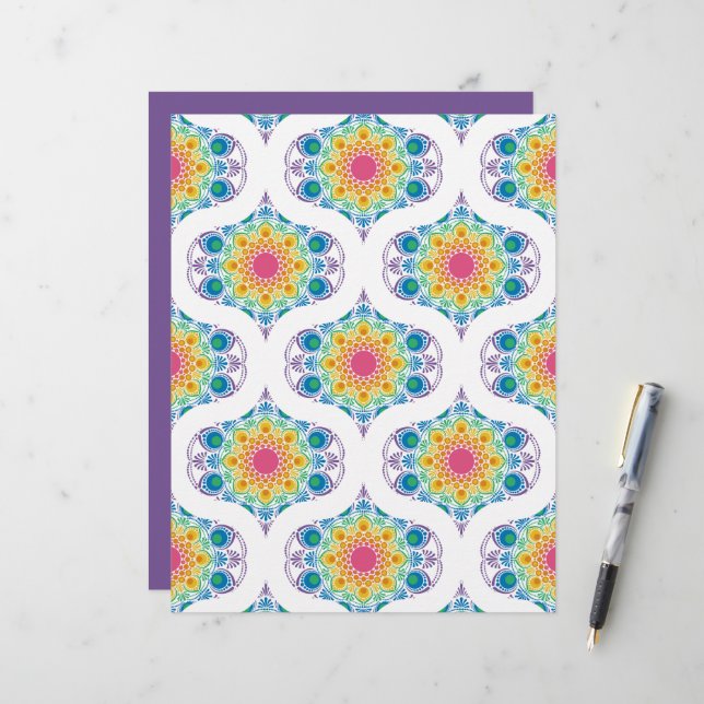 Maximalist Rainbow Floral Fountain 70s Ogee (Voorkant / Achterkant in situ)