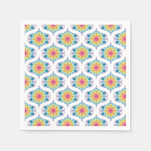 Maximalist Rainbow Floral Fountain 70s Ogee Servet (Voorkant)