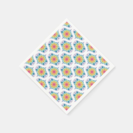 Maximalist Rainbow Floral Fountain 70s Ogee Servet (Hoek)