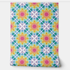 Maximalist Rainbow Floral Fountain Diamond Tegel Behang