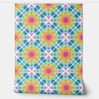 Maximalist Rainbow Floral Fountain Diamond Tegel Behang