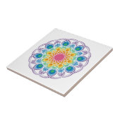 Maximalist Rainbow Floral Fountain Dot Mandala Tegeltje (Zijkant)