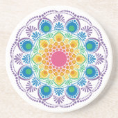 Maximalist Rainbow Floral Fountain Dot Mandala Zandsteen Onderzetter (Voorkant)