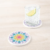 Maximalist Rainbow Floral Fountain Dot Mandala Zandsteen Onderzetter (Zijkant)