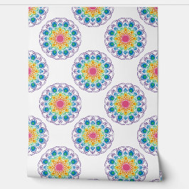 Maximalist Rainbow Floral Fountain Polka Dot Behang