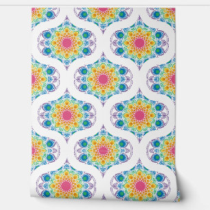 Maximalist Rainbow Floral Fountain Retro Ogee Behang