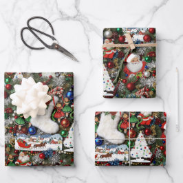 Maximalist Retro Christmas Collage Inpakpapier Vel