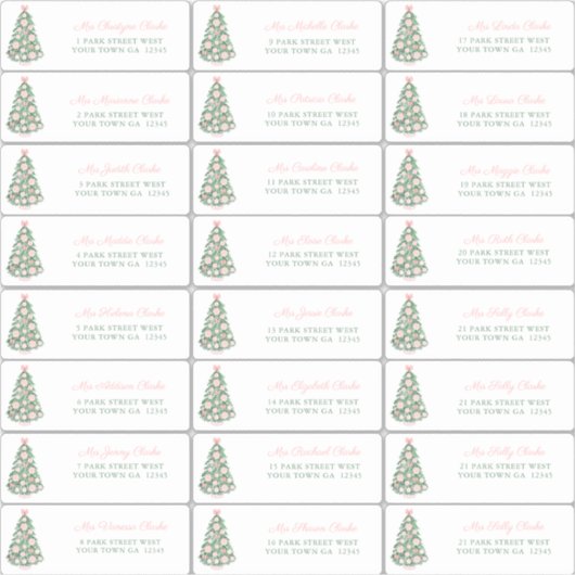 Maximalist Roze Baubles Feestdagen Kaarten Adres Sticker (Voorkant)