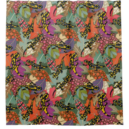 maximalist salamander forest douchegordijn (Voorkant)