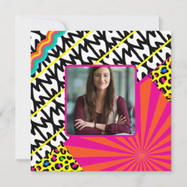 Maximalist Verjaardag Foto Patronen Kleurrijk Bedankkaart