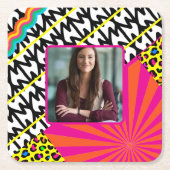 Maximalist Verjaardag Foto Patronen Kleurrijk Kartonnen Onderzetters (Voorkant)