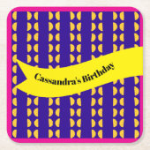 Maximalist Verjaardag Herhalend Patroon Kleurrijk Kartonnen Onderzetters (Voorkant)