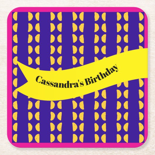 Maximalist Verjaardag Herhalend Patroon Kleurrijk Kartonnen Onderzetters (Voorkant)