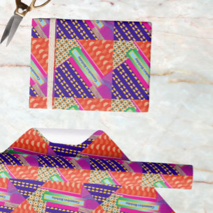 Maximalist Verjaardag Herhalende Patronen Kleurrij Cadeaupapier