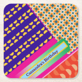 Maximalist Verjaardag Herhalende Patronen Kleurrij Kartonnen Onderzetters (Voorkant)