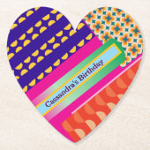 Maximalist Verjaardag Herhalende Patronen Kleurrij Kartonnen Onderzetters (Voorkant)