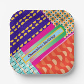 Maximalist Verjaardag Herhalende Patronen Kleurrij Papieren Bordje (Voorkant)
