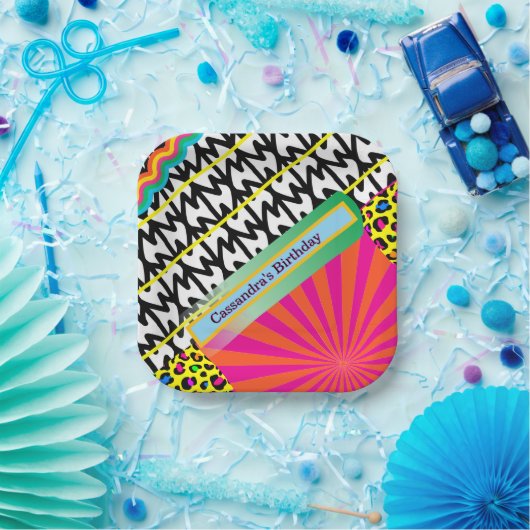 Maximalist Verjaardag Herhalende Patronen Kleurrij Papieren Bordje (Feest)