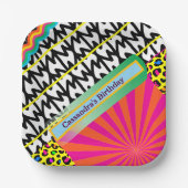 Maximalist Verjaardag Herhalende Patronen Kleurrij Papieren Bordje (Voorkant)