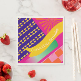 Maximalist Verjaardag Herhalende Patronen Kleurrij Servet