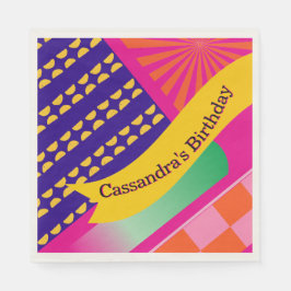 Maximalist Verjaardag Herhalende Patronen Kleurrij Servet