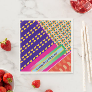 Maximalist Verjaardag Herhalende Patronen Kleurrij Servet