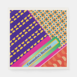 Maximalist Verjaardag Herhalende Patronen Kleurrij Servet
