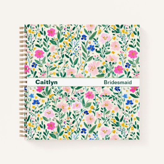 Maximalist Wildflower Floral Square Notitieboek (Voorkant)
