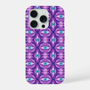 Maximalistisch Abstract Botanisch Oogpatroon Paars iPhone 15 Pro Case