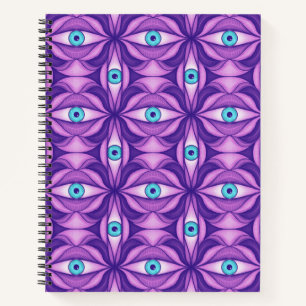 Maximalistisch Abstract Botanisch Oogpatroon Paars Notitieboek