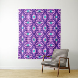 Maximalistisch Abstract Botanisch Oogpatroon Paars Wandkleed