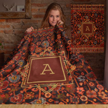 Maximalistisch Decor Monogrammed  tapijtpatroon