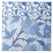 Maximalistisch Frans Cottage Blauw Bloemen Tegeltje (Voorkant)