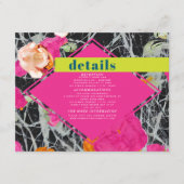 Maximalistisch gemarmerde bloemige bruiloft detail informatiekaartje (Voorkant)