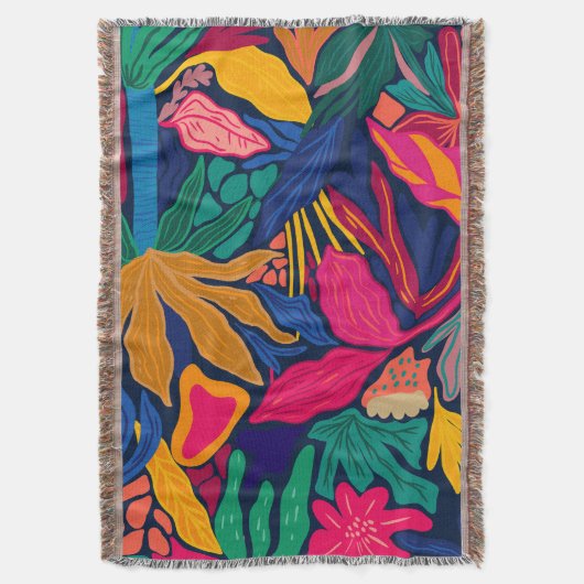 Maximalistisch helder kleurrijk bloemenpatroon win deken (Voorkant Verticaal)