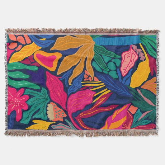 Maximalistisch helder kleurrijk bloemenpatroon win deken (Voorkant)