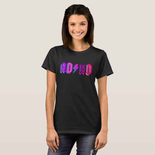 Maximalistisch levendig helder kleurrijk ADHD-bewu T-shirt (Voorkant volledig)