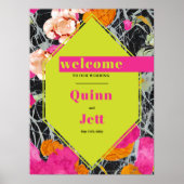 Maximalistisch Modern Marbled Bloemen Bruiloft Wel Poster (Voorkant)