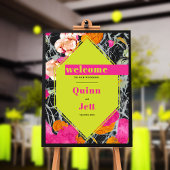 Maximalistisch Modern Marbled Bloemen Bruiloft Wel Poster