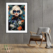 Maximalistisch portret van vrouw in vet kleuren poster