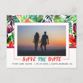 Maximalistisch tropisch blad lijst Save the Date Briefkaart (Voorkant)