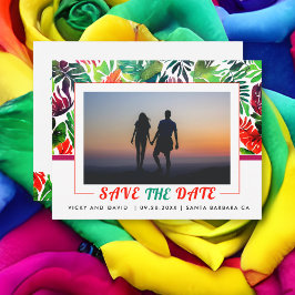 Maximalistisch tropisch blad lijst Save the Date Briefkaart