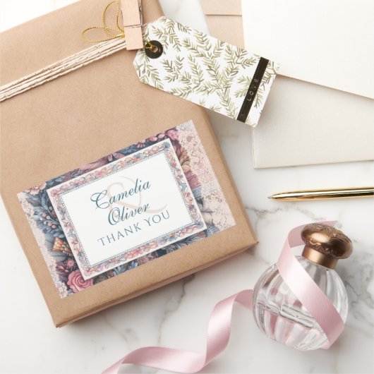 Maximalistisch trouwcadeau geschenk antieke bloeme rechthoekige sticker (Geschenken)
