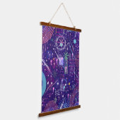Maximalistische abstract op paars hangend wandkleed (Gebogen)