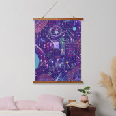 Maximalistische abstract op paars hangend wandkleed (Slaapkamer)