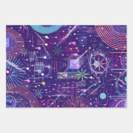 Maximalistische Abstract op Paars Inpakpapier Vel